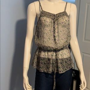 Zara Spaghetti Strap Sheer Silk Blouse